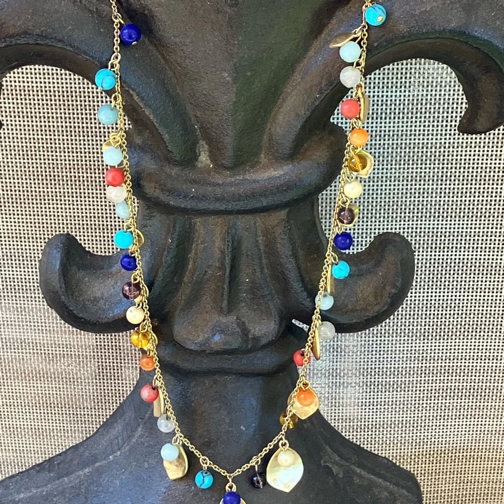 Ralph Lauren Gold Tone Beaded Necklace with Elegant Design